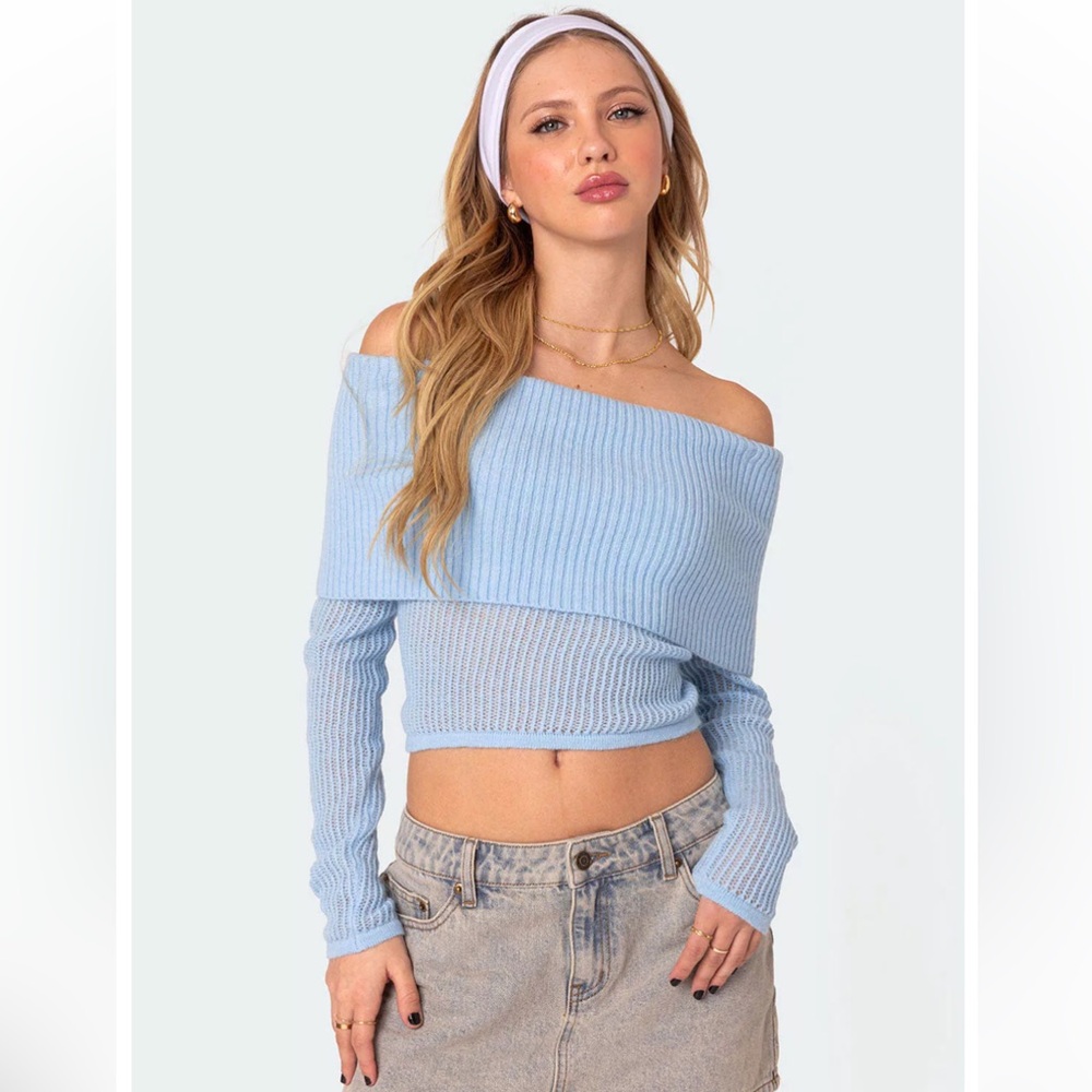 NWT edikted blue off shoulder sweater